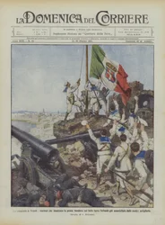 Die Eroberung von Tripolis, Matrosen hissen die erste Flagge auf der türkischen Festung Sultanie