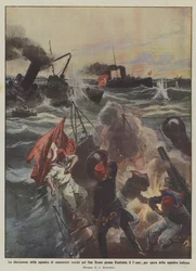 Die Zerstörung der türkischen Kanonenbootflotte im Roten Meer bei Kunfidah am 7. dieses Monats