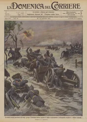 Die neue Kriegswaffe der Belgier, bei Termonde wurden die Deiche durchtrennt