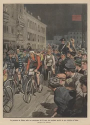 Die Abfahrt von Mailand in den frühen Morgenstunden des 13. dieses Monats der für den Giro d