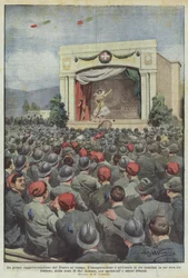 Die erste Aufführung des Feldtheaters