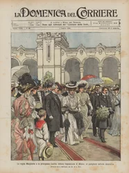 Königin Margherita und Prinzessin Laetitia besuchen die Ausstellung in Mailand, im Pavillon der dekorativen Kunst