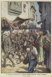 Die Rache von Kut-el-Amara, die siegreichen britischen Truppen marschieren in Bagdad ein