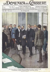 Die historische Sitzung von Versailles zur Übergabe des Friedensvertrags an die Besiegten