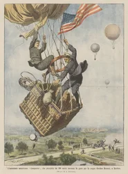 Der amerikanische Ballon Conqueror stürzt aus 300 Metern Höhe während des Gordon-Bennet-Cup-Rennens in Berlin ab