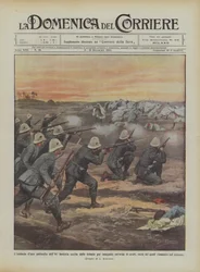 Die Kühnheit einer Patrouille des 84. Infanterieregiments, die aus den Schützengräben ausrückt, um eine Horde Araber zu verfolgen