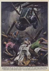 Das Auto, das durch das Dach fährt