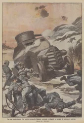 Die modernsten Waffen, unser gepanzertes Auto überrascht und zerstreut eine Gruppe österreichischer Späher