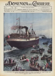 Die begeisterten Demonstrationen der in Ägypten lebenden Italiener beim Durchqueren des Suezkanals