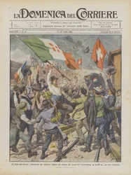 Die Feierlichkeiten der Arbeit, Begeisterung der italienischen Bergleute für den Tunnel des Lötschbergs