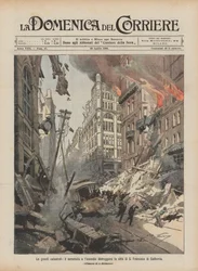 Die großen Katastrophen, das Erdbeben und das Feuer zerstören die Stadt San Francisco, Kalifornien