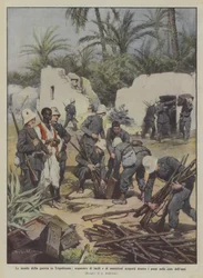 Die Tücken des Krieges in Tripolitanien, Beschlagnahme von Gewehren und Munition in einem Brunnen entdeckt