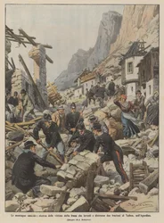 Die mörderischen Berge, Suche nach den Opfern des Erdrutsches, der zwei Dörfer verschüttete und zerstörte