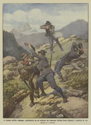 Die Tragödien in den hohen Bergen, Wildhüter, die zwei Wilderer in den Alpen von Setsch verhaften