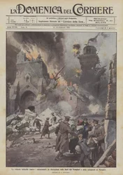 Die deutschen Siege gegen die Denkmäler, die Zerstörung der Tempelrittertürme und der Kathedrale von Nieuport