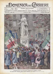 Die Einweihung des Denkmals für Edmondo De Amicis in Turin