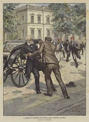 Ermordung des griechischen Ministerpräsidenten Delyannis in Athen