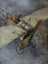 Mauvaises Flugzeugabsturz nach dem Aufprall auf Heuschreckenschwärme, nahe Madrid, Spanien, Illustration von Achille Beltrame aus La Domenica del Corriere, 3. Juni