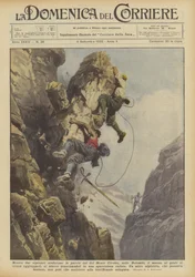 Während zwei Bergsteiger die Ostwand des Monte Civetta in den Dolomiten erklommen, der Fels?