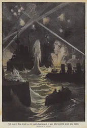 In den Gewässern von Pola, während eines der jüngsten wirksamen Angriffe der mächtigen italienischen Luftflotte