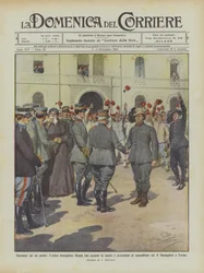 Ehrungen für einen tapferen Mann, der heldenhafte Bersagliere Benna mit seiner Mutter wird den Kameraden vorgestellt