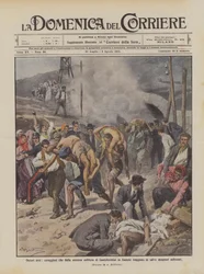 Unbekannte Helden, mutige Männer retten Menschen aus der brennenden Schwefelmine von Casteltermini