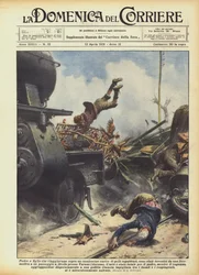 Vater und Sohn, die auf einem Lastwagen voller eingesperrter Hühner reisten