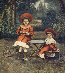 Prinzessinnen Jolanda und Mafalda, Töchter des Königs, in den Gärten des Quirinal