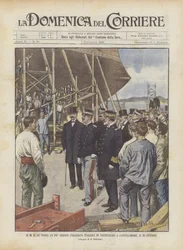 Seine Majestät der König besucht das größte im Bau befindliche italienische Schlachtschiff in Castellamare, am 23. Oktober