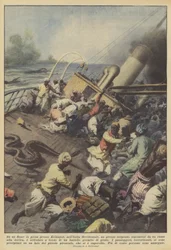 Auf einem Hochwasserfluss bei Kolhapur in Westindien, eine große Schlange, die sich?