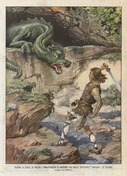 Teatro La Scala, Mailand, Kampf von Siegfried mit dem Drachen in der Oper Siegfried von Wagner