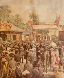 Handelsmesse in Mailand, Illustration von Achille Beltrame