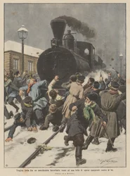 Tragischer Kampf zwischen einem russischen Lokomotivführer und einer Menge wütender Arbeiter