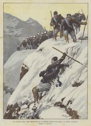 Ein Hauptmann der Alpini stürzt während eines Marsches auf dem Monte Telegrafo in eine Schlucht