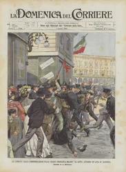 Eine Episode der Gedenkfeier der Fünf Tage in Mailand, der Kampf um eine Fahnenstange