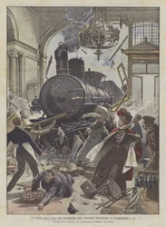 Ein Zug im Speisesaal des Bahnhofs von Frankfurt am Main