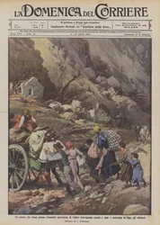 Ein Bergsturz bei Clauzetto (Provinz Udine), der Felder und Häuser mitreißt und die Bewohner in die Flucht schlägt