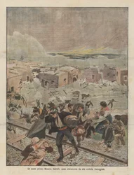 Ein Dorf bei Messina, das fast vollständig von einer heftigen Sturmflut zerstört wurde