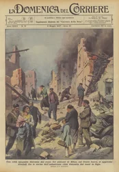 Eine spanische Stadt von den Roten zerstört