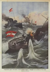 Ein teuer bezahlter Angriff, drei österreichische Schiffe von einer Batterie in Porto Corsini getroffen und beschädigt