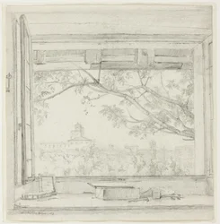 Blick auf die Villa Medici und Sta Trinità dei Monti aus Ingres