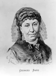 Porträt von George Sand (Aurore Dupin, Baronne Dudevant) (1804-1876) von A. Gilbern