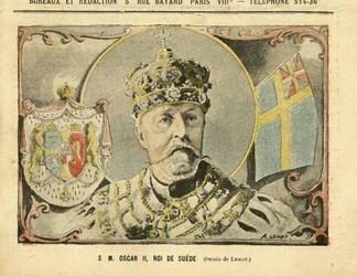 Illustration von Achille Lemot (1846-1909) in Le Pelerin, 02/07/05 - Seine Majestät Oscar II., König von Schweden - Monarchie, Schweden - Oscar II.