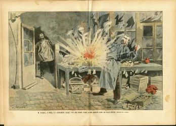 Illustration von Achille Lemot (1846-1909) in Le Pelerin, 05/08/06 - Kurier La Poste, Bombe - Postfaktor