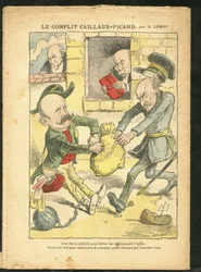 Illustration von Achille Lemot (1846-1909) in Le Pelerin, 07/03/09 - Der Caillaux-Picard-Konflikt - Besteuerung, Einkommensteuer - Combes Emile (1835-1921), Clemenceau George, Caillaux Joseph (1863-1944)