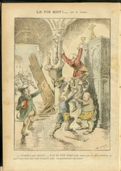 Illustration von Achille Lemot (1846-1909) in Le Pelerin, 25/02/06 - Antisemitismus, Religion Glaube, Katholizismus - Trennung von Kirche und Staat, Inventare/Reaktionen auf Inventare - Jude