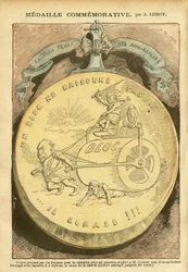 Illustration von Achille Lemot (1846-1909) in Le Pelerin, 26/02/05 - Gedenkmedaille - Antifreimaurerei, Freimaurerei, Karteikartenaffäre, Linksblock - Émile Combes (1835-1921), Marianne - Kochtopf