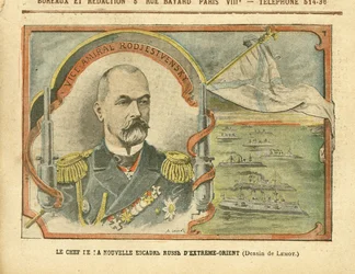 Illustration von Achille Lemot (1846-1909) in Le Pelerin, 30/04/05 - Der Anführer des neuen russischen Fernost-Geschwaders - Russland, Armee, Marine, Kriegsschiffe - Admiral Admiräle, Rodjestvensky (Zinovi Rozhestvensky)