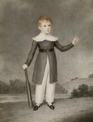 Porträt von Edward Currie mit einem Kricketschläger, 1830