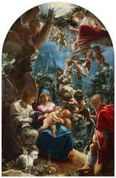 Die Heilige Familie mit Engeln und Johannesknaben